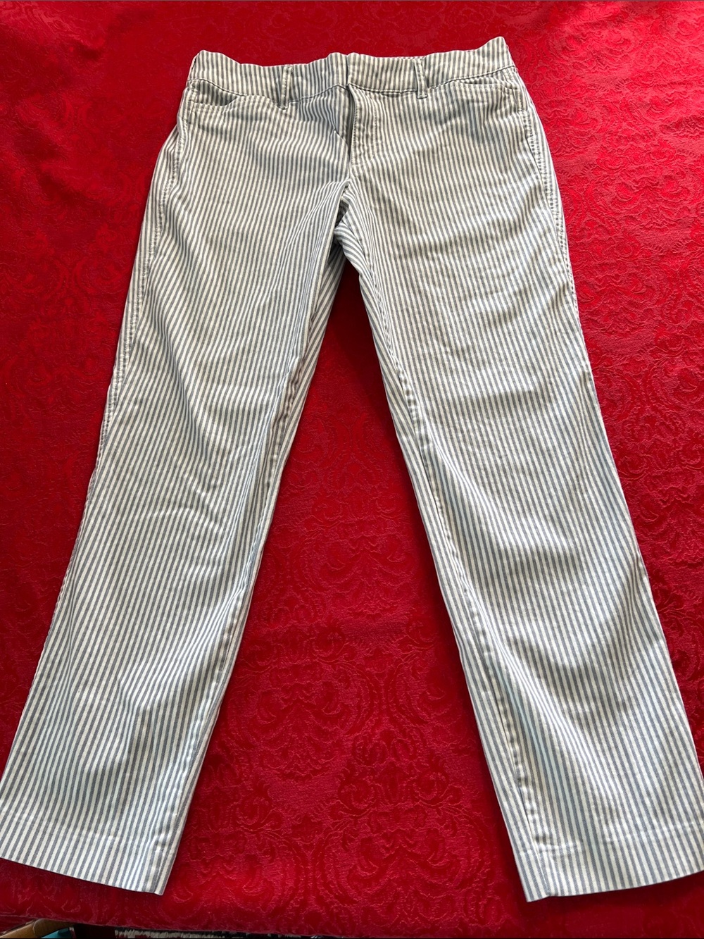 Old Navy Pixie Pants Womens 8 Blue White Stripe Ankle Stretch Skinny